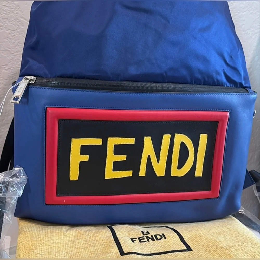 Fendi Blue Monster Vocabulary Backpack Blue